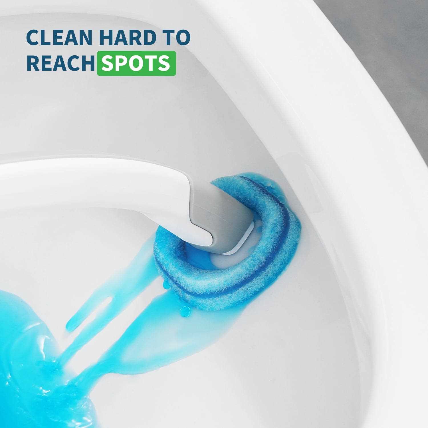Oshang Disposable Toilet Brush Toilet Bowl Cleaner, Toilet Cleaning Supplies, Toilet Brush with Holder, 14 Refills for Deep Cleaning and Hygienic - Image 4