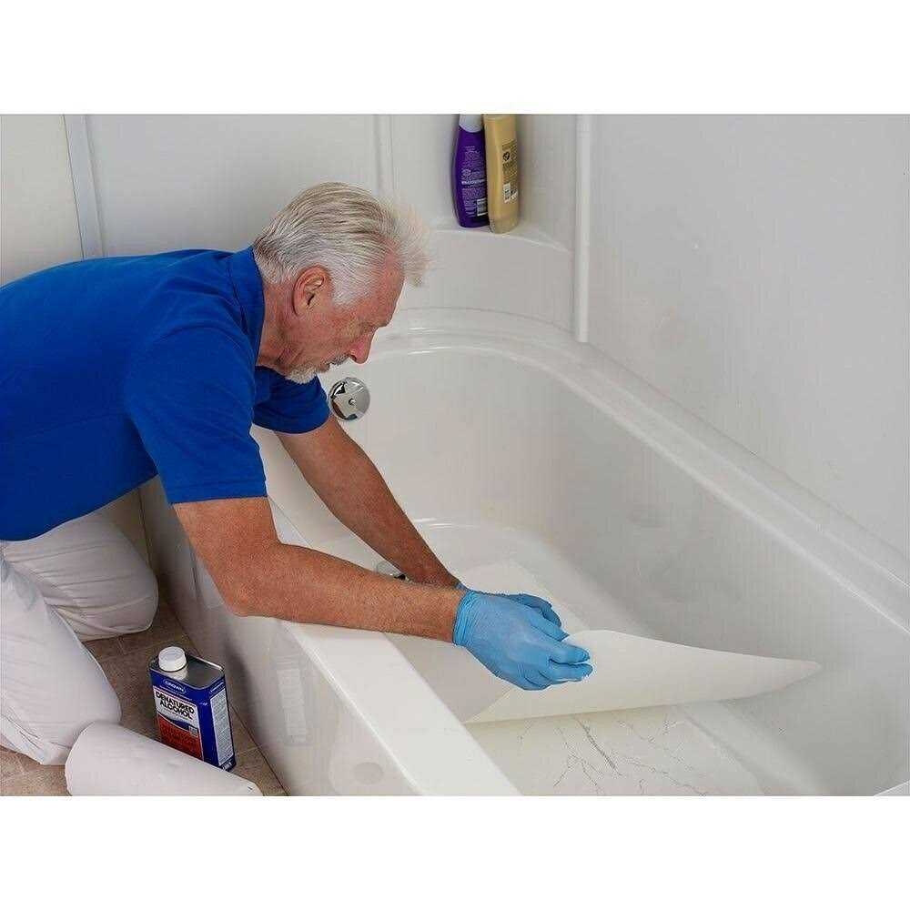 16 in. W x 36 in. L Bathtub Floor Repair Inlay Kit in White - Image 5