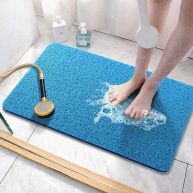 Asvin Soft Textured Bath Shower Tub Mat Phthalate Free Non Slip Comfort Bathtub Mats with Drain