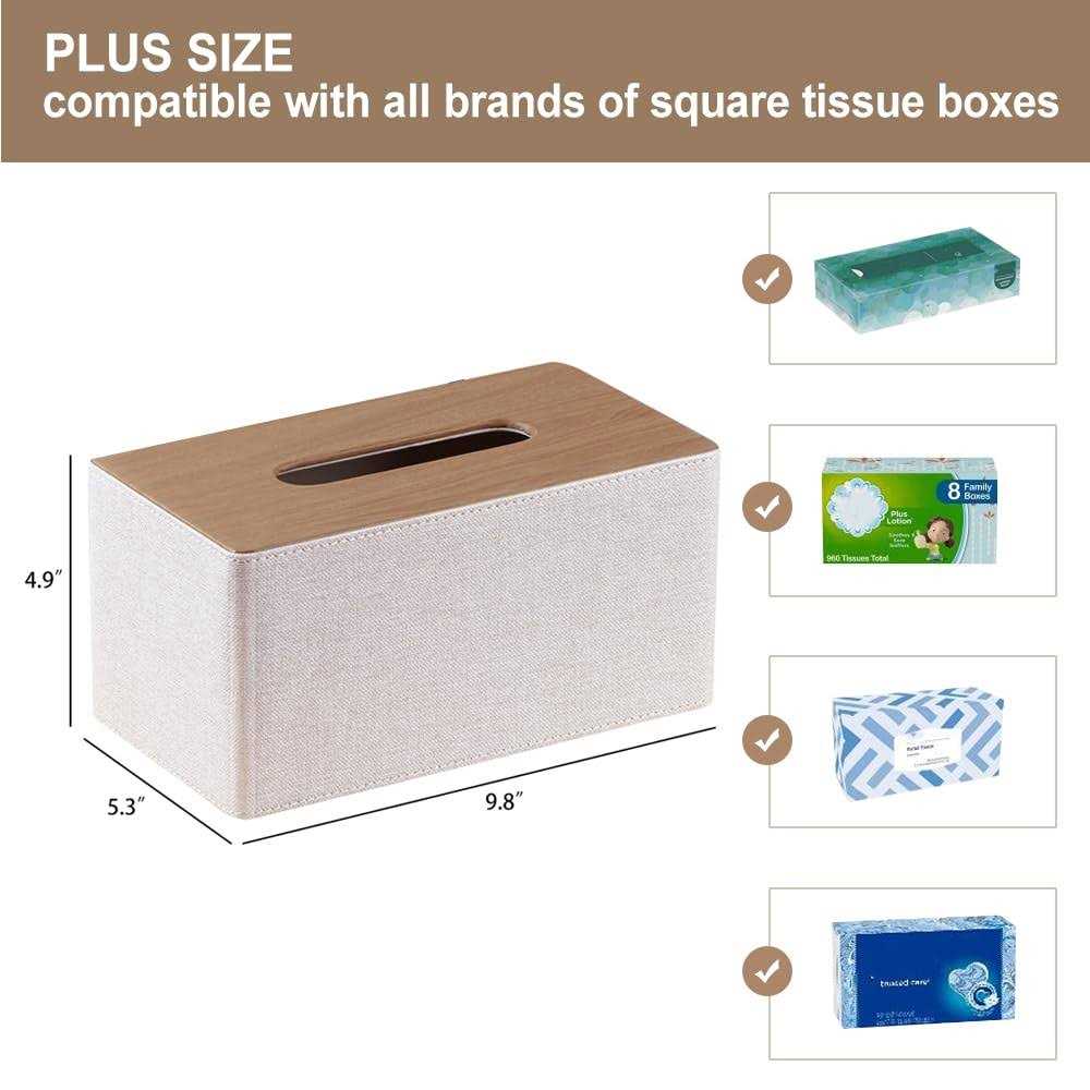 Plus Size Tissue Box Cover,pu Leather Rectangular Tissue Box Holder,napkin Dispe - Image 3