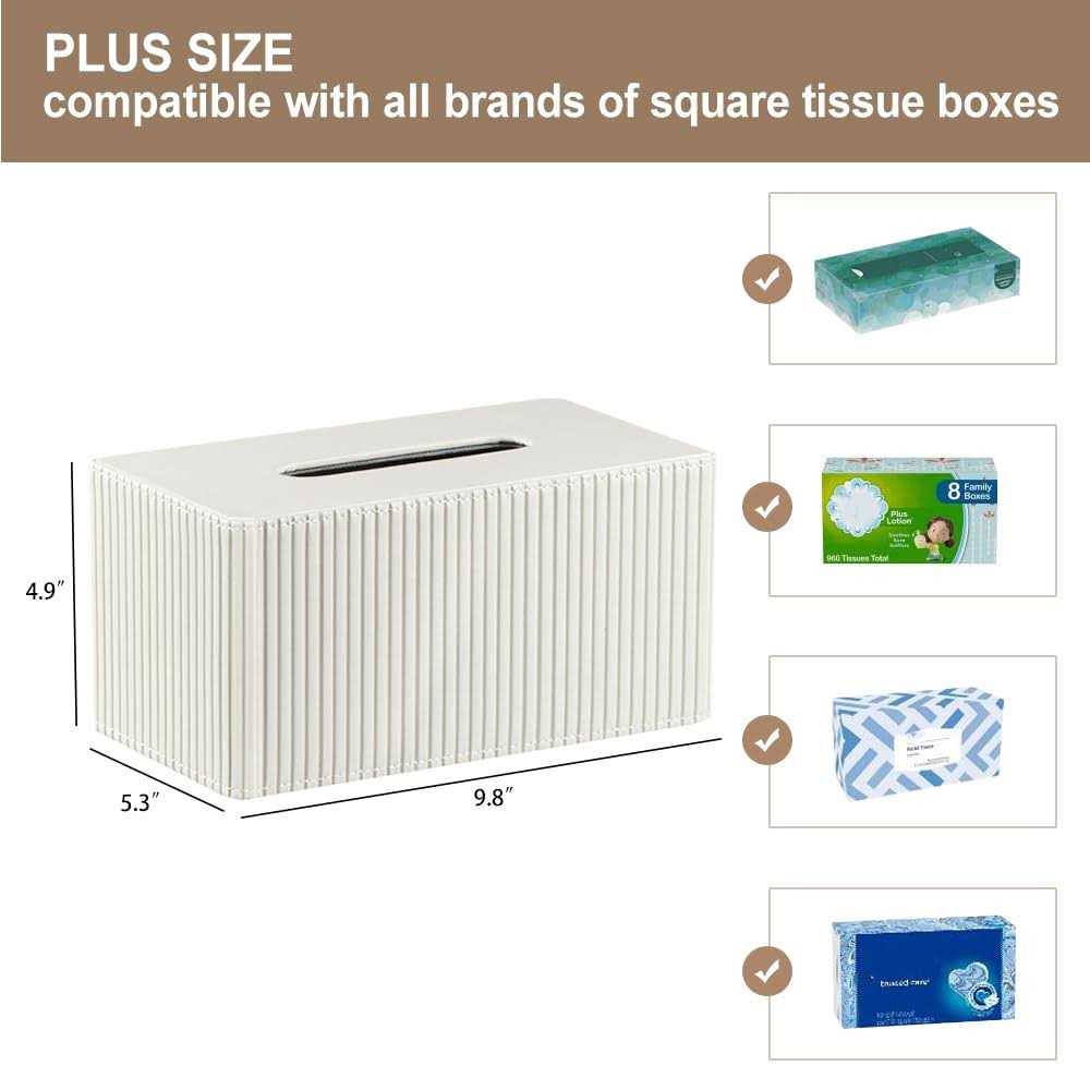 Plus Size Tissue Box Cover,pu Leather Rectangular Tissue Box Holder,napkin Dispe - Image 2