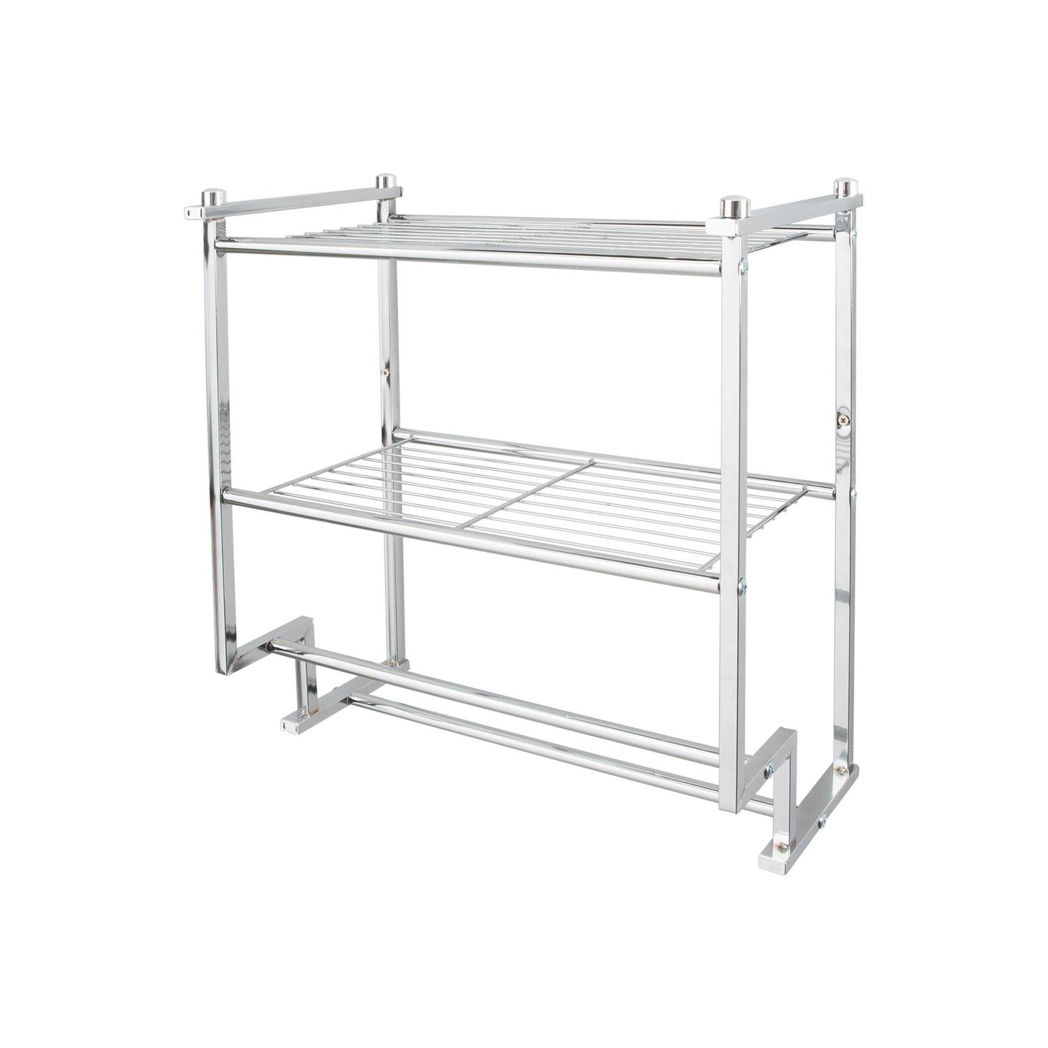 Organize It All 2 Tier Wall Mounted Shelf with Towel Rack