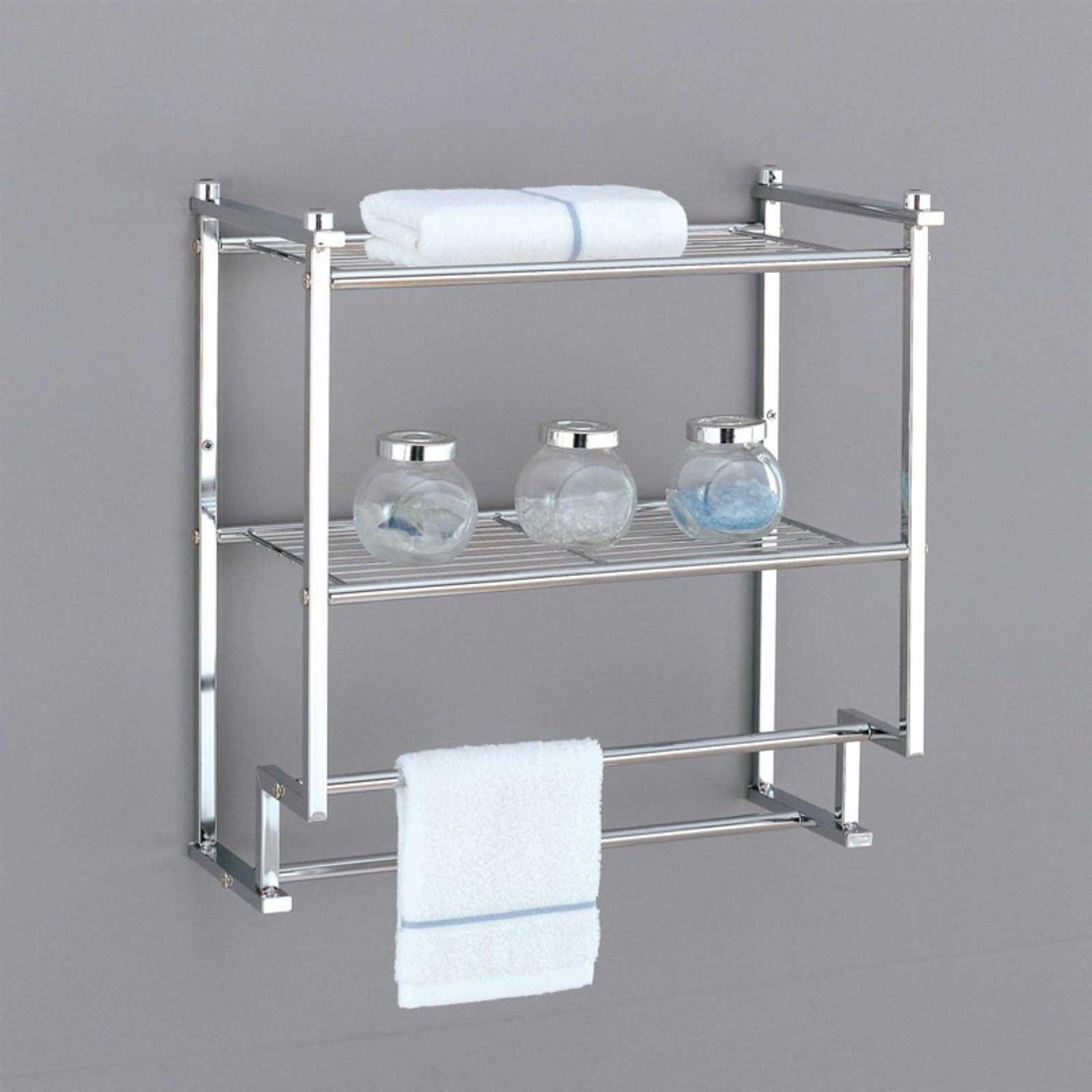 Organize It All 2 Tier Wall Mounted Shelf with Towel Rack - Image 2