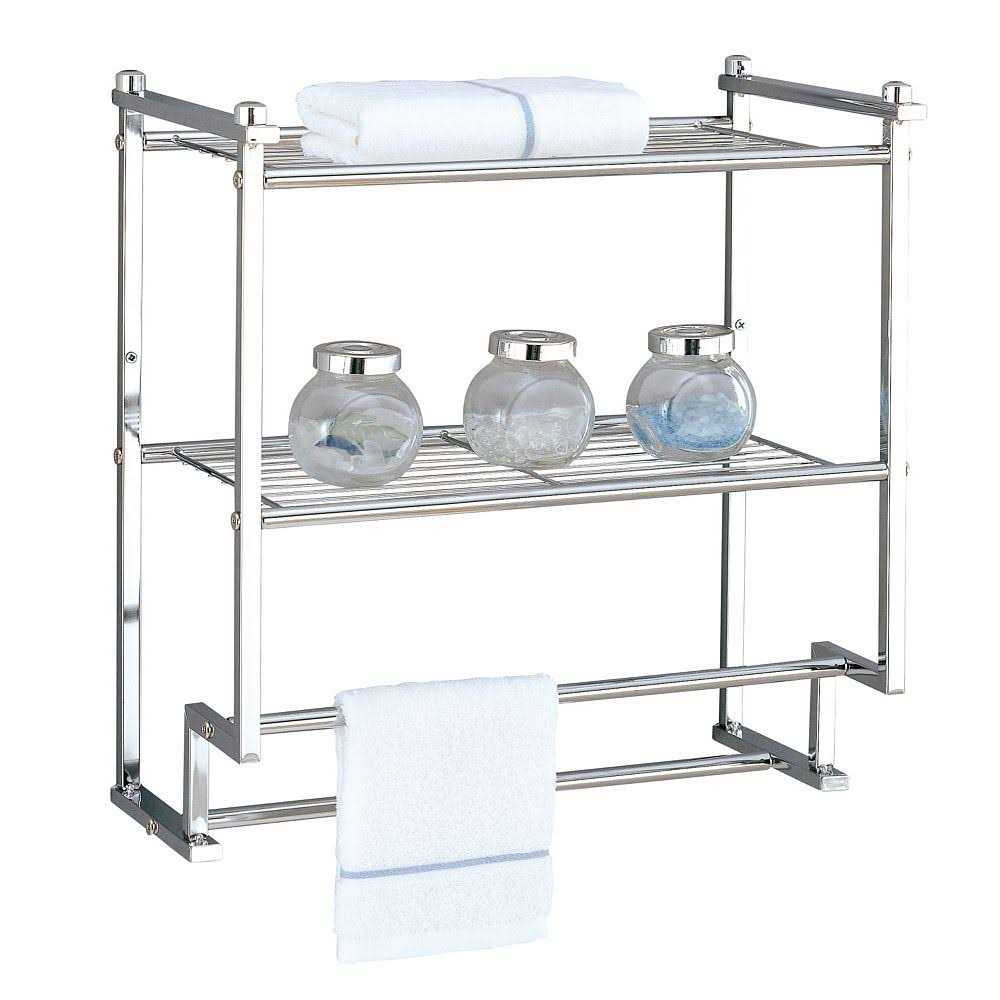 Organize It All 2 Tier Wall Mounted Shelf with Towel Rack - Image 3