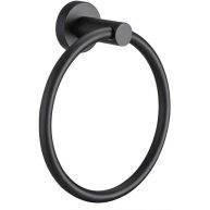 Pynsseu Matte Black Towel Ring for Bathroom 1 Pack Kitchen Bath Towel Holder Hangers Wall Mount Heavy Duty Storage Stainless Steel