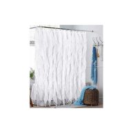 Reisen White Ruffle Shower Curtain Fabric/Cloth Farmhouse Bathroom Sheer Shower Curtain