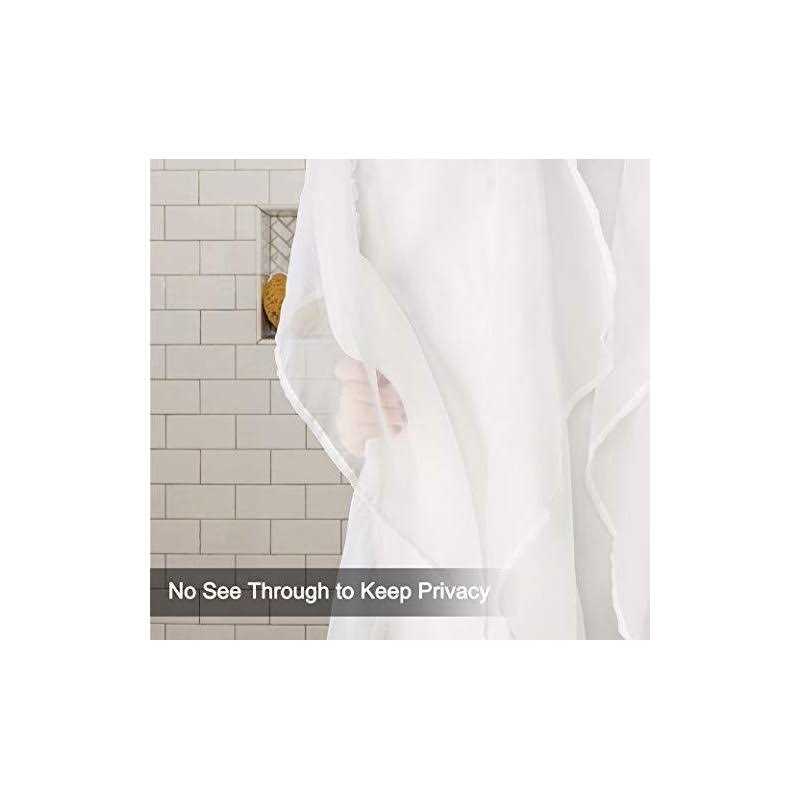 Reisen White Ruffle Shower Curtain Fabric/Cloth Farmhouse Bathroom Sheer Shower Curtain - Image 2