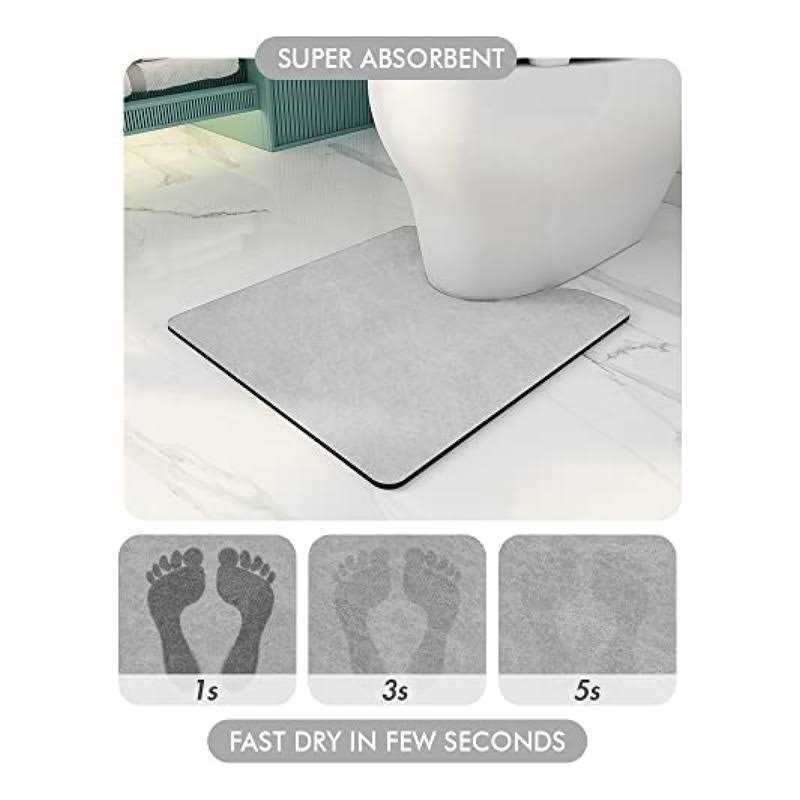 Amoami-Bathroom Toilet Rug Mat U Shaped-absorbent Non Slip Grey Bathroom Rugs Ma - Image 5