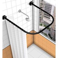 Sikaiqi 304 Stainless U Shaped Bathroom Bathtub Corner Shower Curtain Rod Rack
