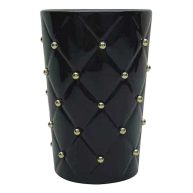 At Home Providence Black & Gold Quilted Ceramic Stud Bath Tumbler