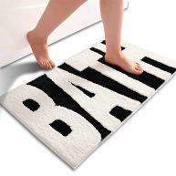 Anybar Black and White Bathroom Rugs Bath Letters Non Slip Bathroom Mat