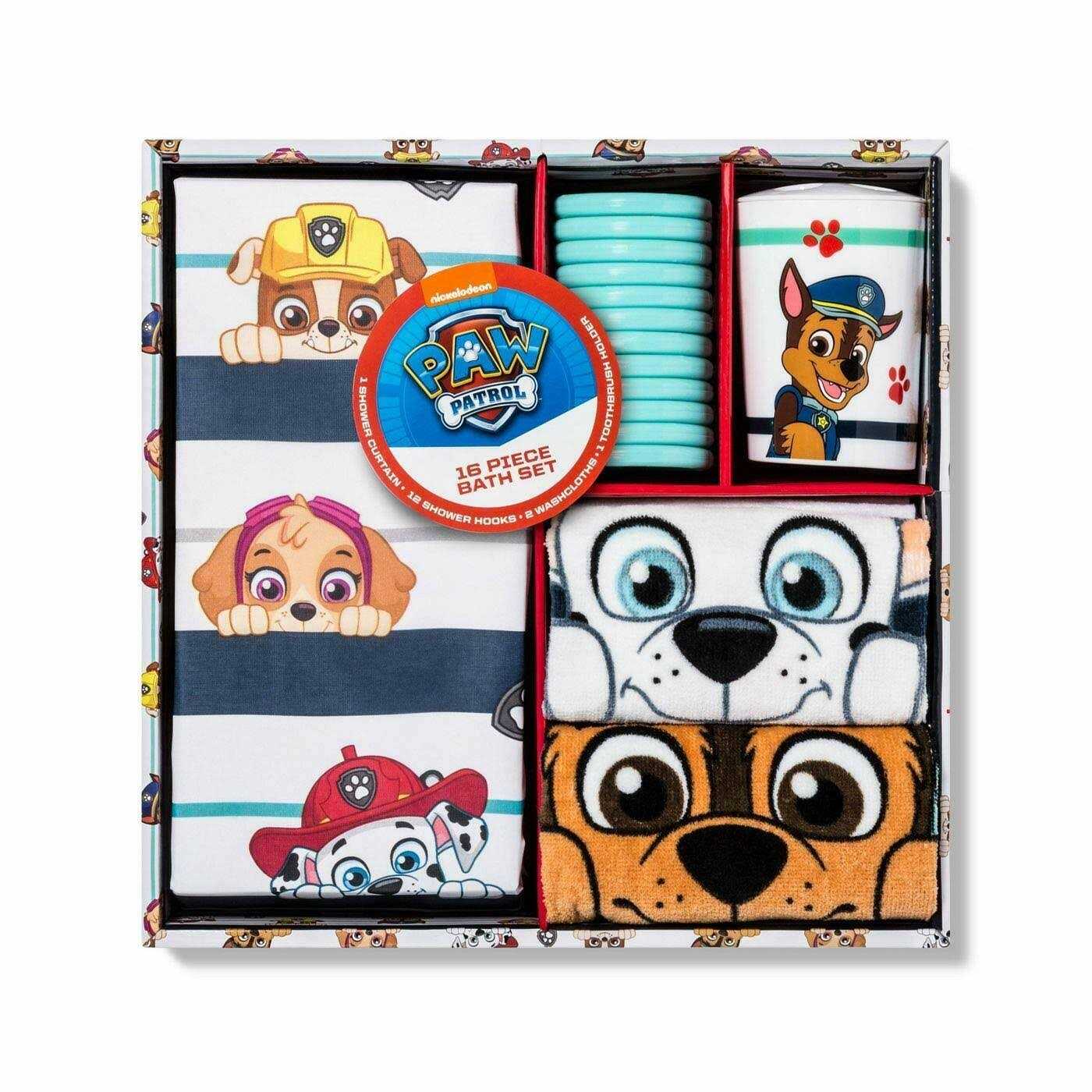 Paw Patrol Paws and Brave Shower Curtain and Hook Set