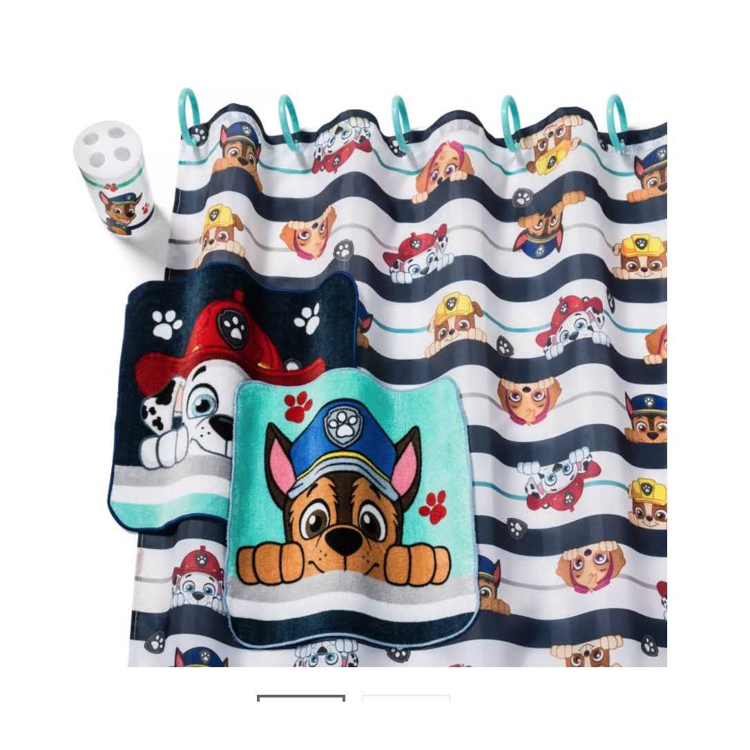 Paw Patrol Paws and Brave Shower Curtain and Hook Set - Image 2