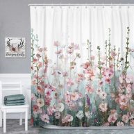 Alyra Floral Single Shower Curtain + Hooks Winston Porter