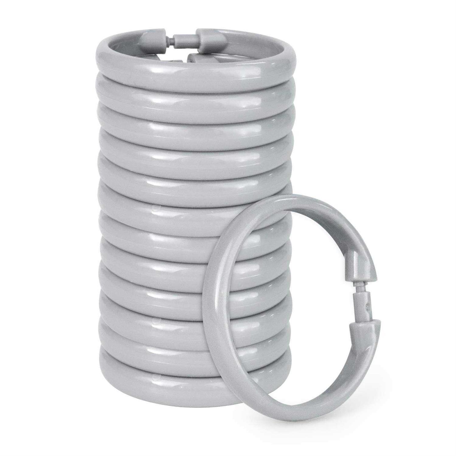 Qulable Shower Curtain Rings-12 Pack Plastic Curtain O Rings Hook Glide Easily on Bathroom Shower Rod
