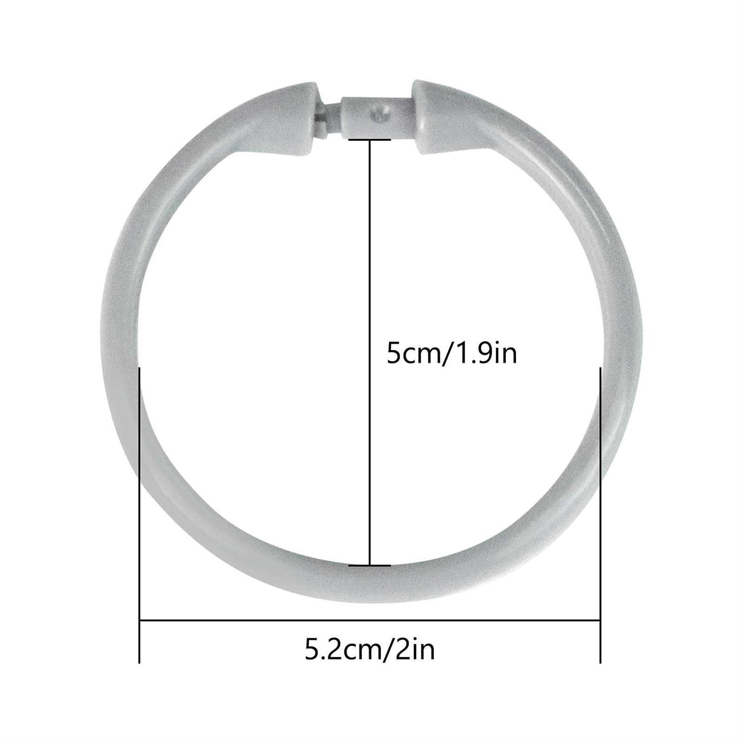 Qulable Shower Curtain Rings-12 Pack Plastic Curtain O Rings Hook Glide Easily on Bathroom Shower Rod - Image 2