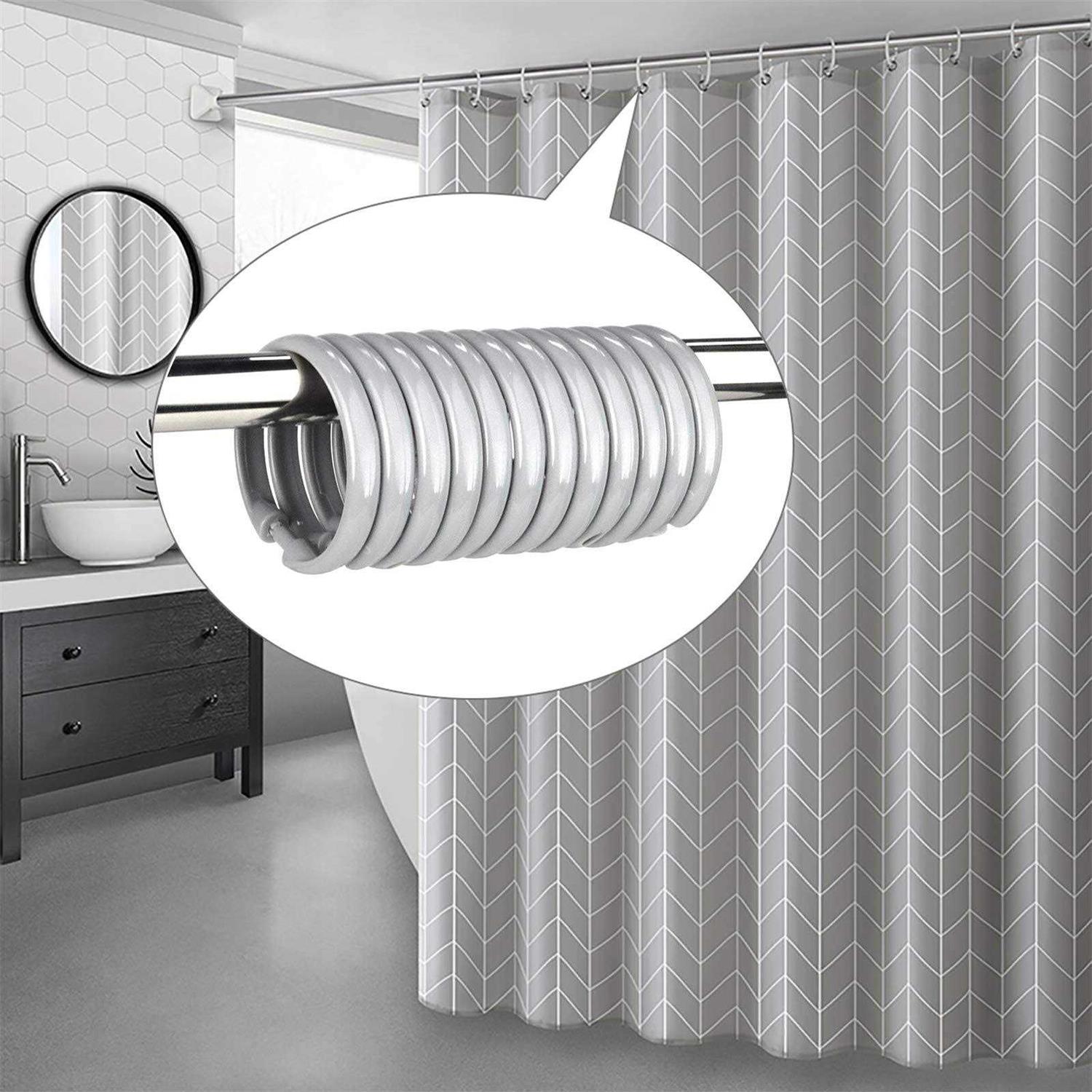 Qulable Shower Curtain Rings-12 Pack Plastic Curtain O Rings Hook Glide Easily on Bathroom Shower Rod - Image 4