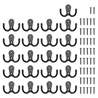 Oushinan 21 Pieces Double Prong Robe Hook Rustic Hooks Retro Cloth Hanger Coat Hanger Wall Mounted Hook with 42 Pieces Screws