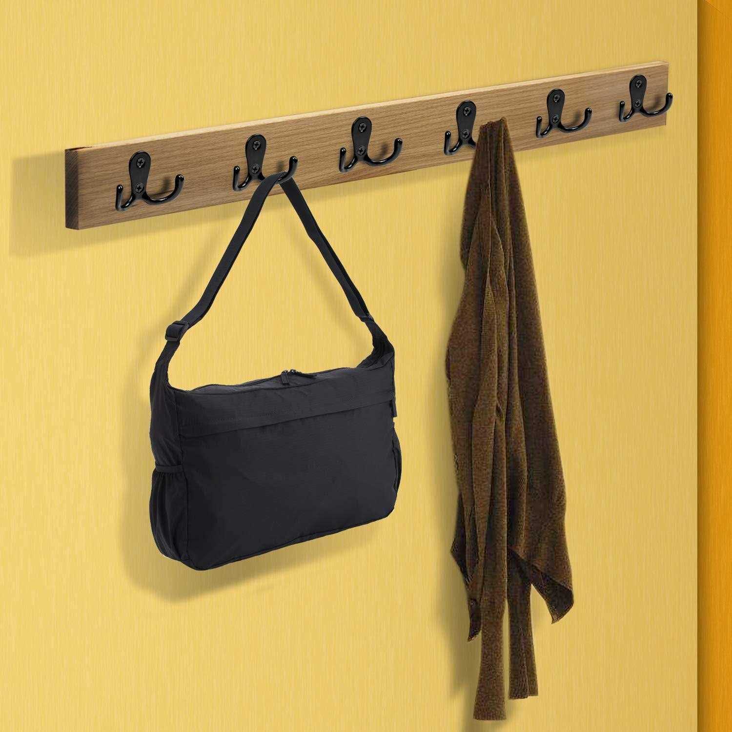 Oushinan 21 Pieces Double Prong Robe Hook Rustic Hooks Retro Cloth Hanger Coat Hanger Wall Mounted Hook with 42 Pieces Screws - Image 4