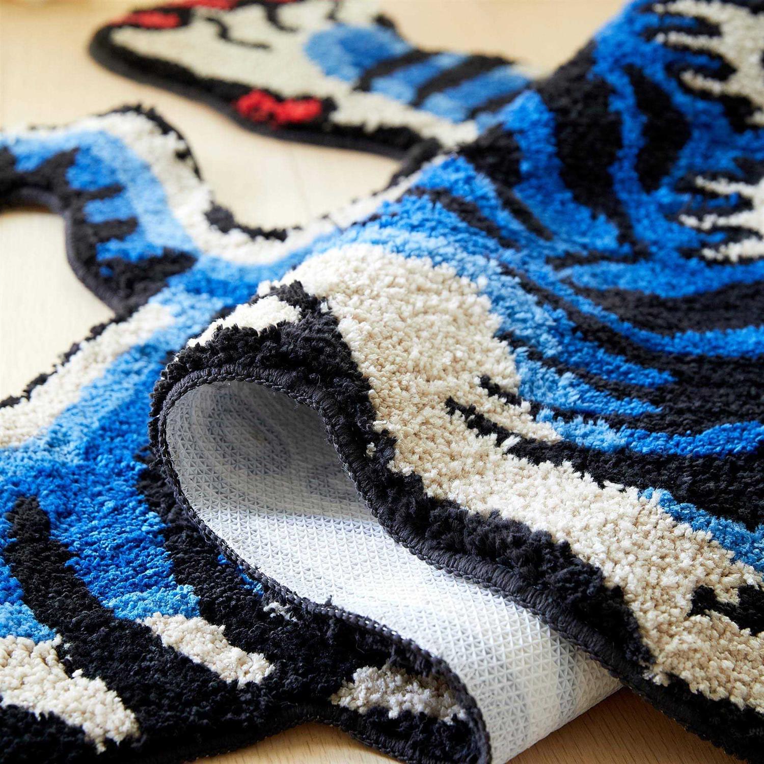 5×3.3ft Tibetan Tiger Area Rug Blue Hand Tufted High Pile Carpet - Image 3