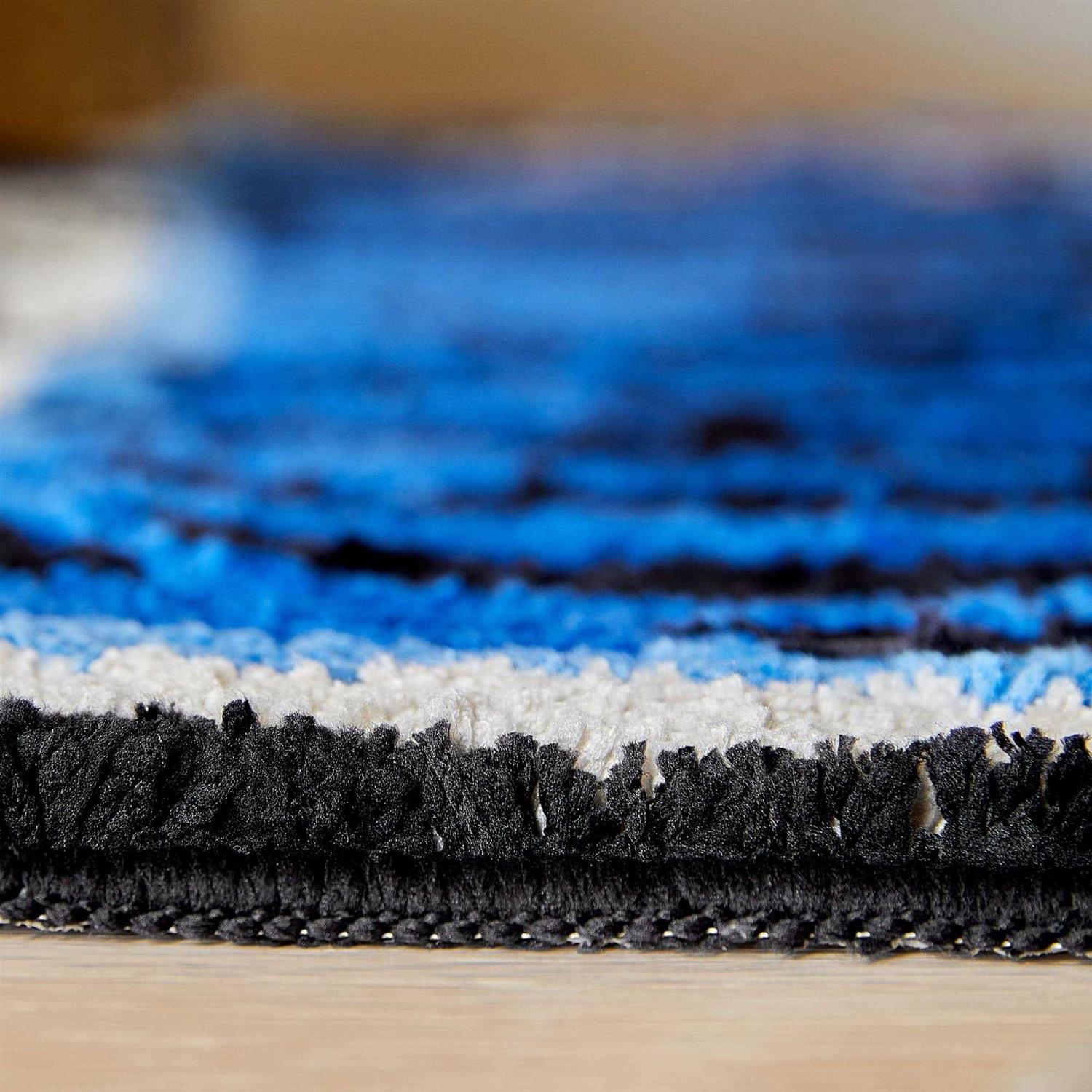 5×3.3ft Tibetan Tiger Area Rug Blue Hand Tufted High Pile Carpet - Image 5