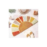 ONLYPENA Sunrise Boho Bathroom Rugs,Half Circle Bath Mat Cute,Sun Bath Mats,Retro Bohemian Home Bathroom Decor,Small Colorful Fun Semi Round Shower