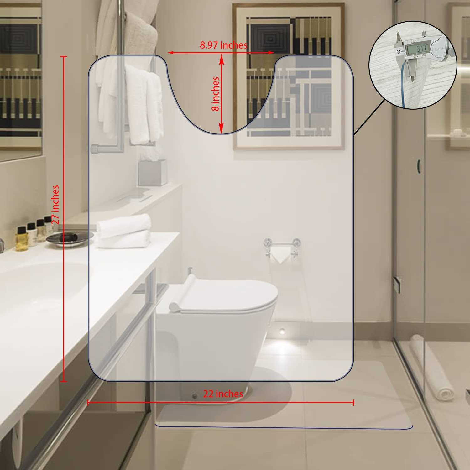 100poinONE Toilet Bath Mat U-Shaped Crystal Clear Commode Contour Rug, Bathroom Mat for Toilet Base Non-Slip, Waterproof, Wipe to Clean and Dries - Image 2