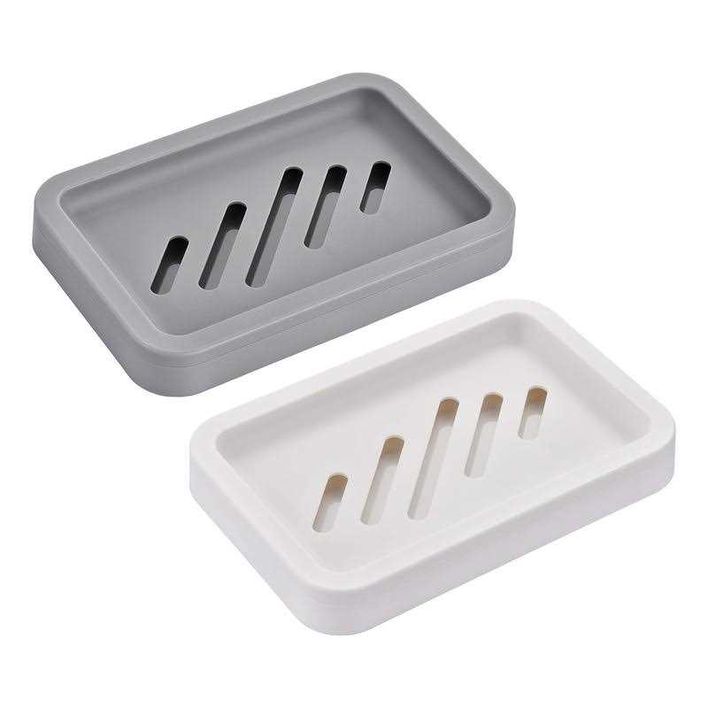 2pcs Draining Soap Dishes Dishwashing Sponge Soap Holder With Water Tray