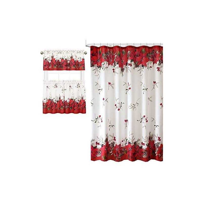 Newbridge Bordered Christmas Fabric Shower Curtain Christmas Border - Image 2
