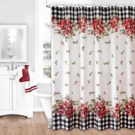 Newbridge Bordered Christmas Fabric Shower Curtain Christmas Border