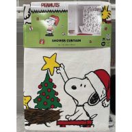 Peanuts Bath Peanuts Christmas Shower Curtain Santa Snoopy Woodstock 2023 Lights Tree Fabric