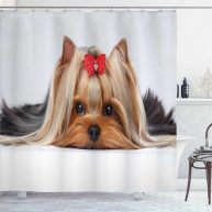 Ambesonne Yorkie Shower Curtain Cute Yorkshire Terrier