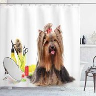 Ambesonne Yorkie Shower Curtain Cute Yorkshire Terrier