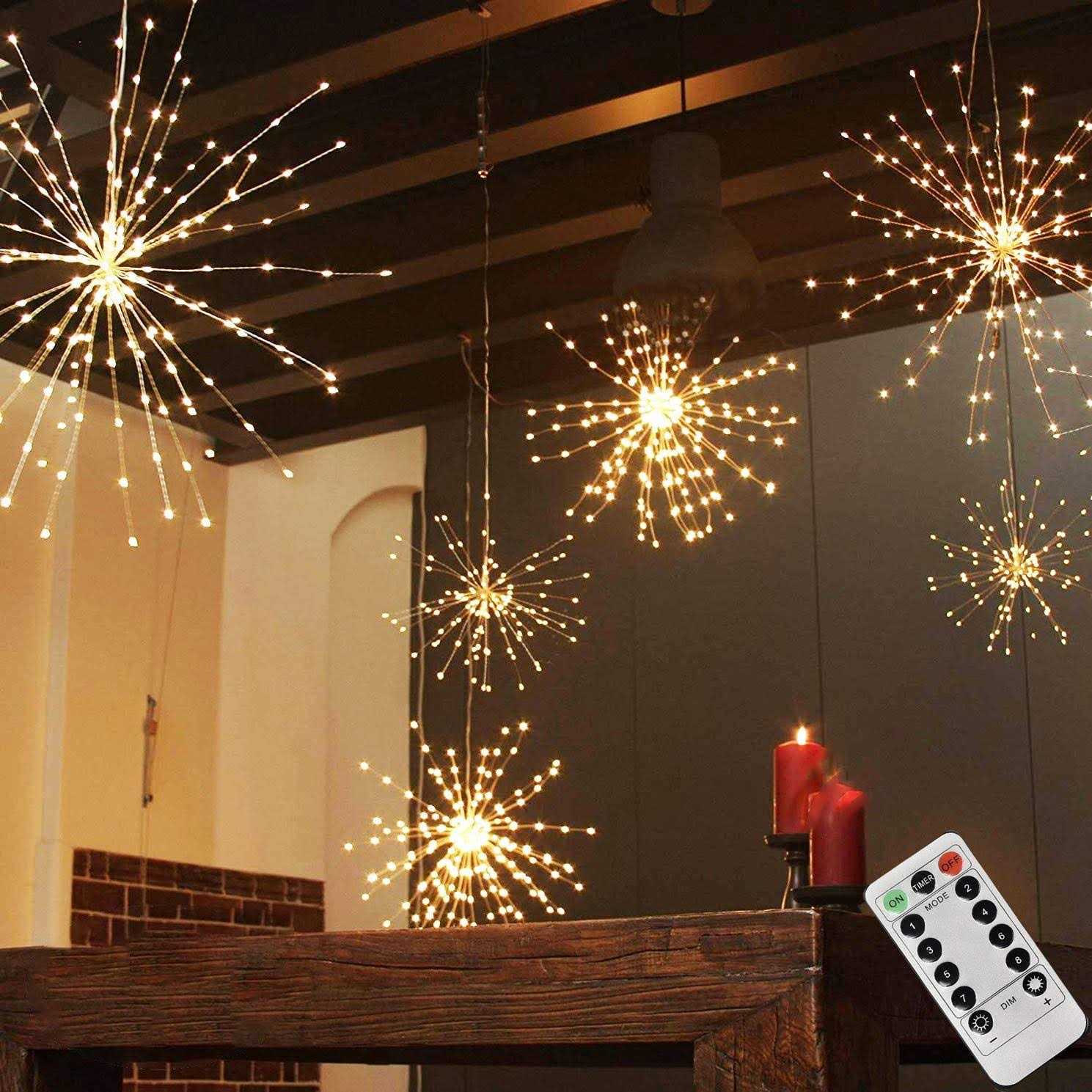 PXBNIUYA Hanging Sphere Lights Starburst Lights 8 Modes Dimmable Remote Control