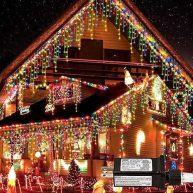 oopswow Icicle Lights Outdoor 33ft 8 Modes Fairy String