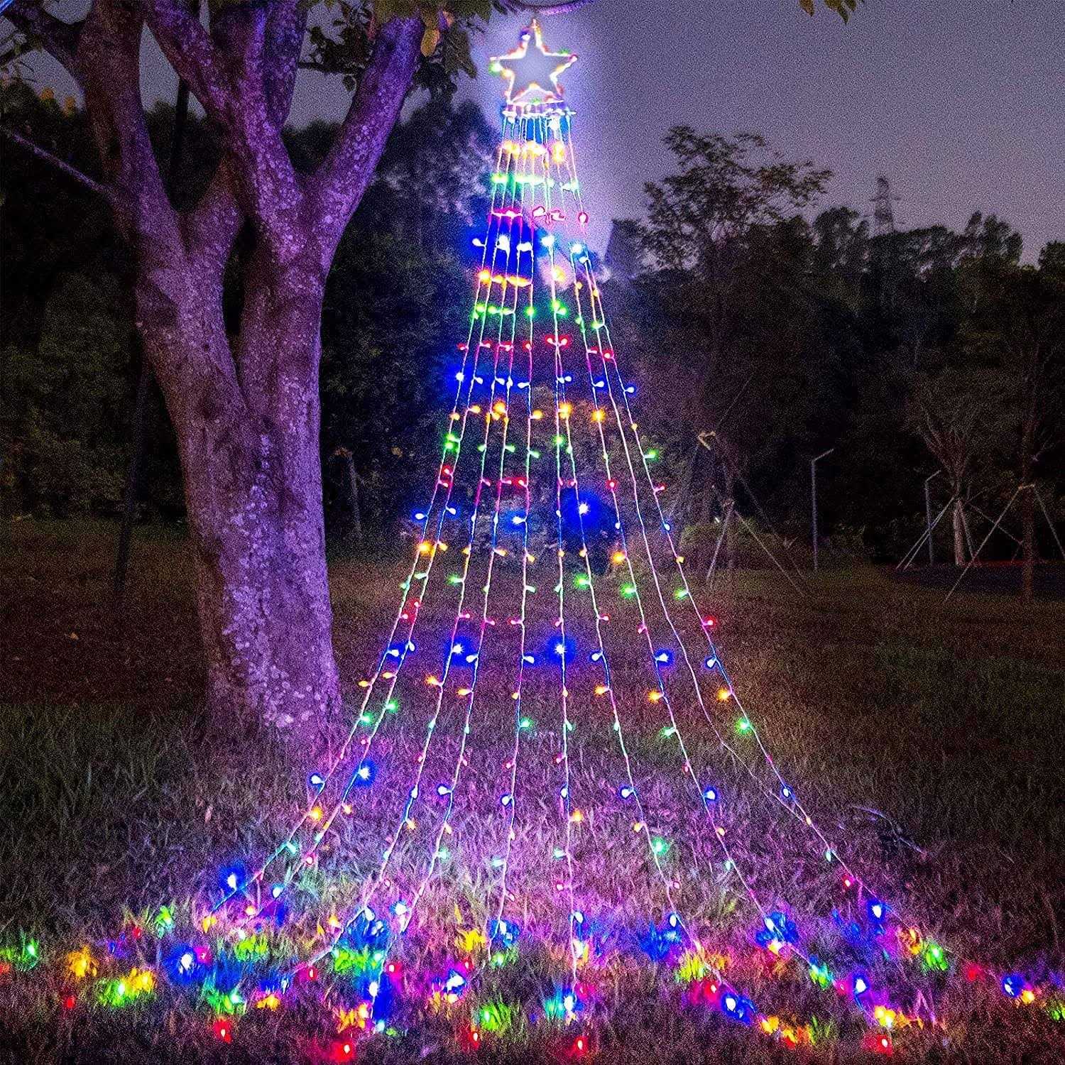 PUHONG Christmas Decoration Star Lights Outdoor LED 16.4Ft Christmas Tree toppers String Lights