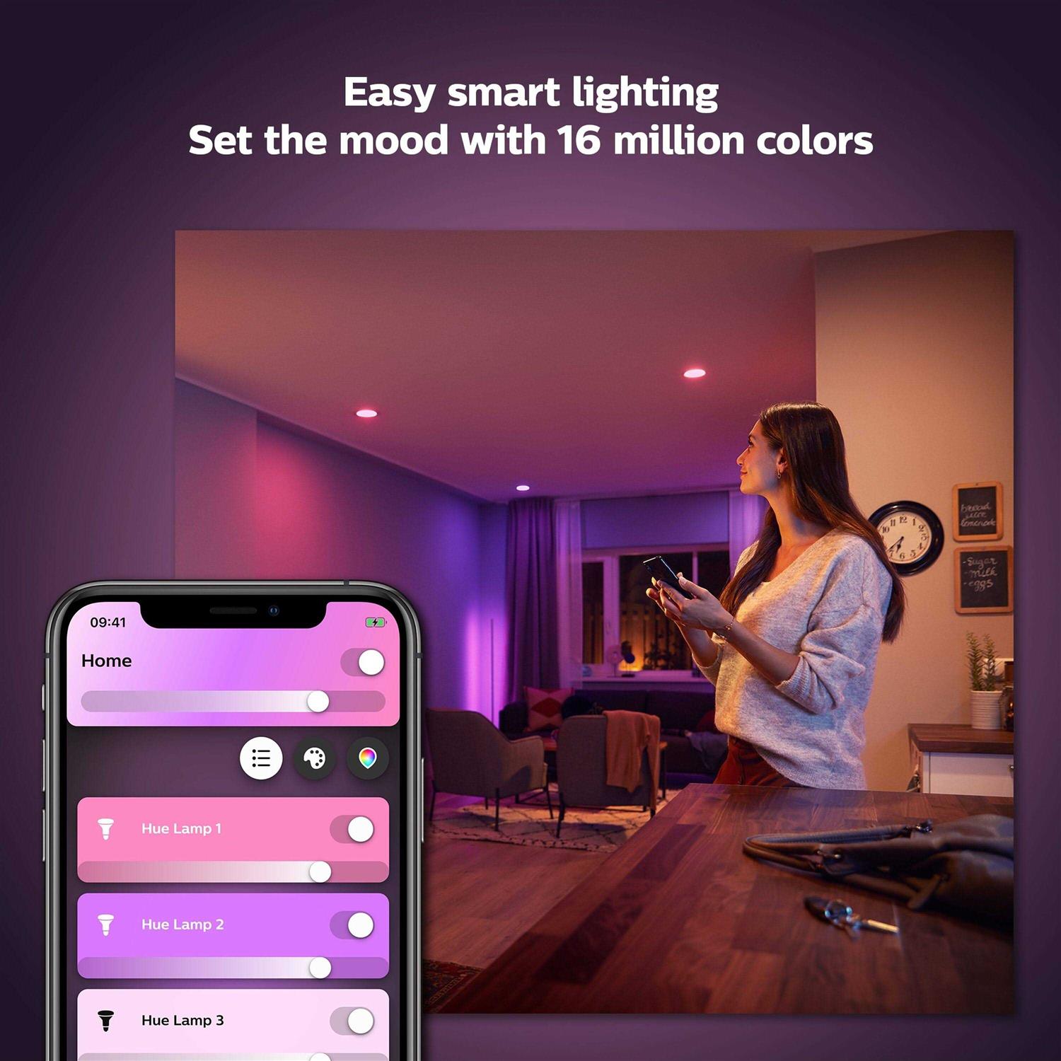 Philips Hue White & Color Ambiance BR30 Bluetooth Smart LED Bulb - Image 3