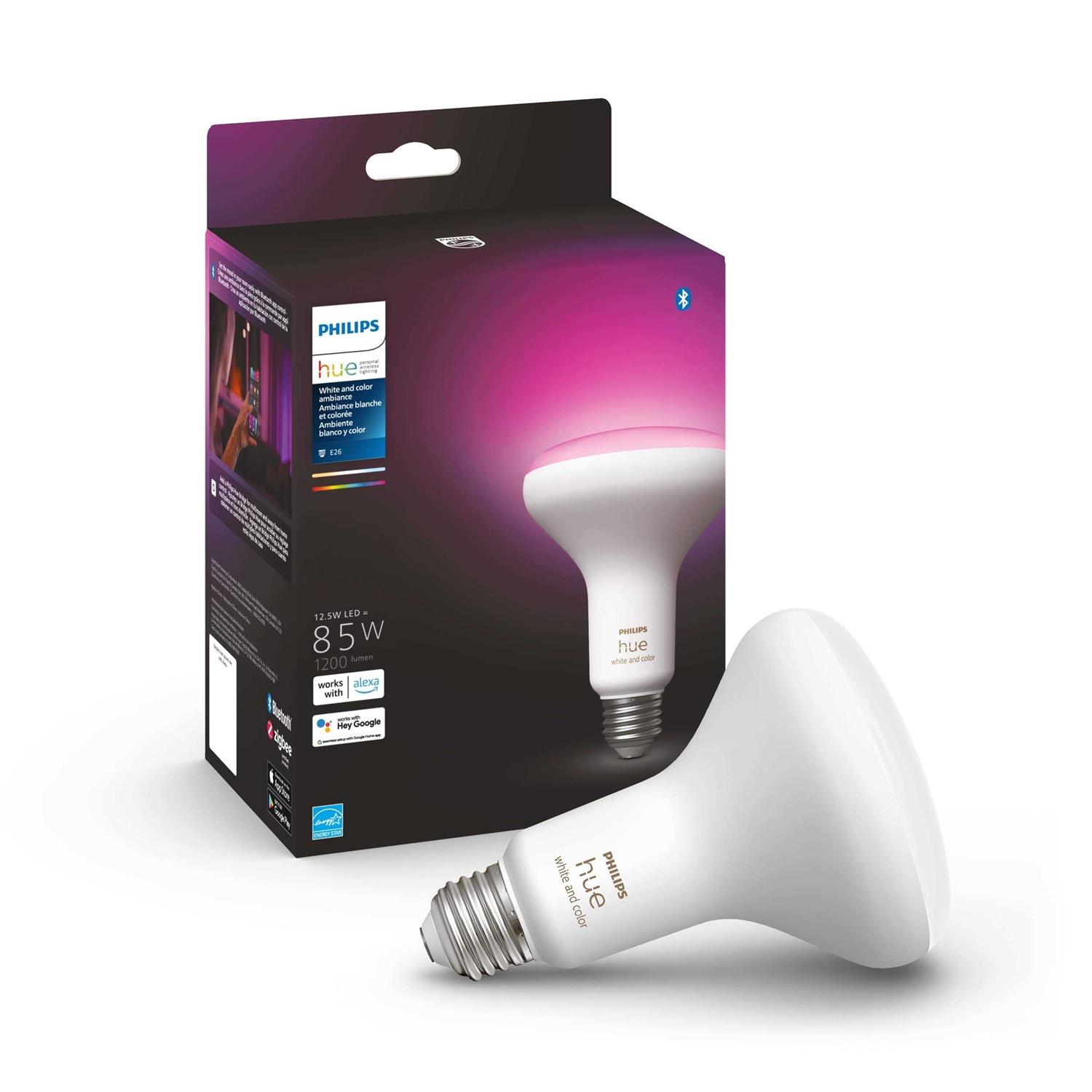 Philips Hue White & Color Ambiance BR30 Bluetooth Smart LED Bulb