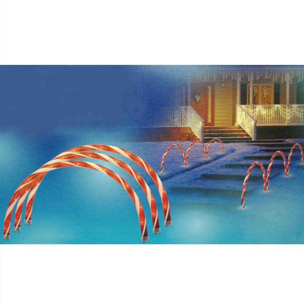 Northlight Set of 3 Candy Cane Arch Outdoor Christmas Pathway Markers - Image 3