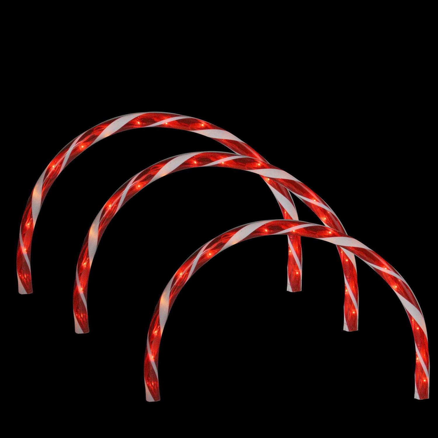 Northlight Set of 3 Candy Cane Arch Outdoor Christmas Pathway Markers - Image 4