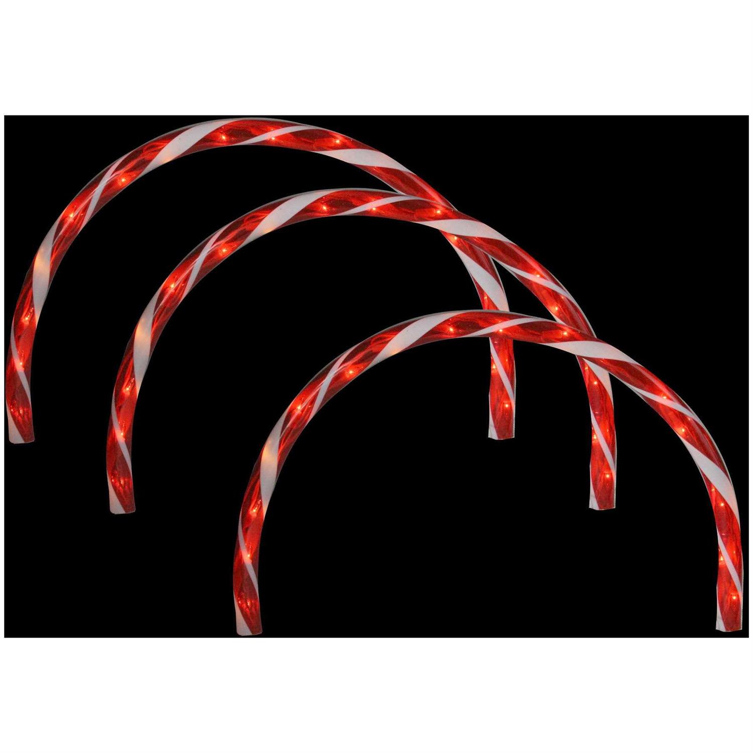 Northlight Set of 3 Candy Cane Arch Outdoor Christmas Pathway Markers - Image 2