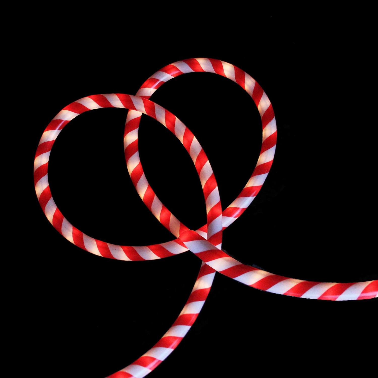 Northlight 18′ Red and White Striped Candy Cane Christmas Rope Light