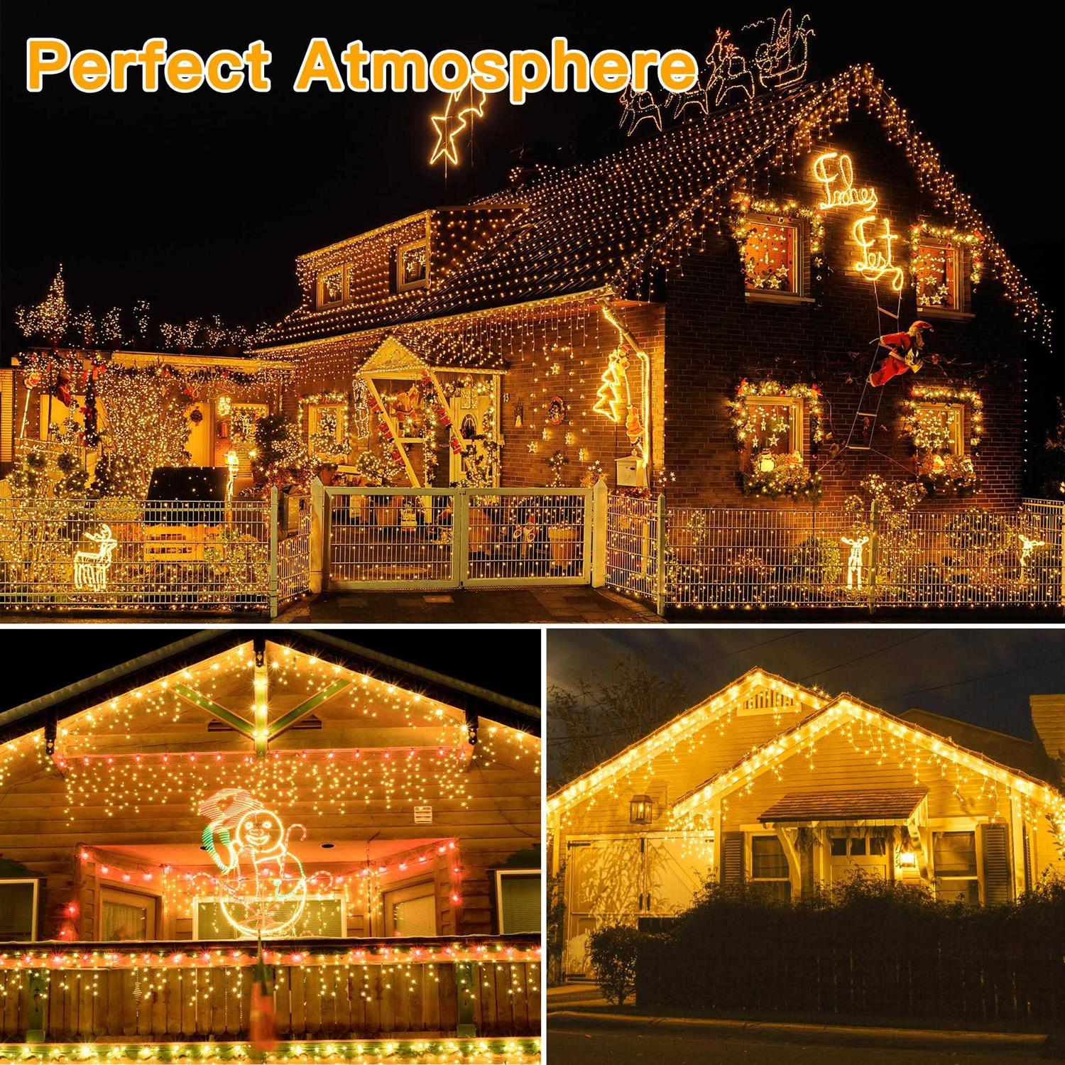 Ollny Icicle Lights Outdoor 306LED 25FT Color Changing Christmas Light with 11 Modes Timers Remote Waterproof - Image 3