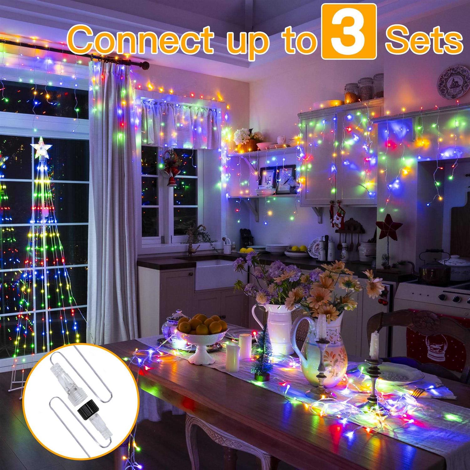 Ollny Icicle Lights Outdoor 306LED 25FT Color Changing Christmas Light with 11 Modes Timers Remote Waterproof - Image 5