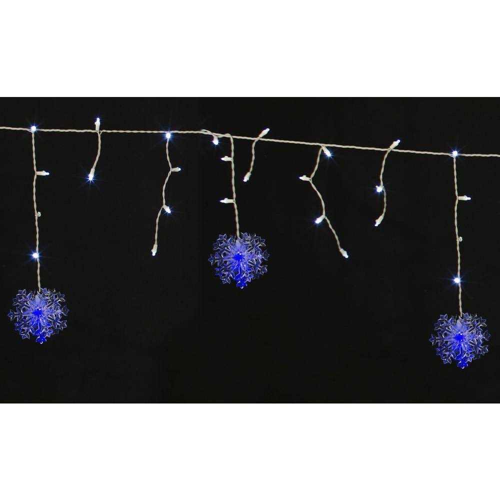 70L Cool White Christmas LED Dome Icicle Lights with Snowflakesa Home Accents Holiday - Image 2