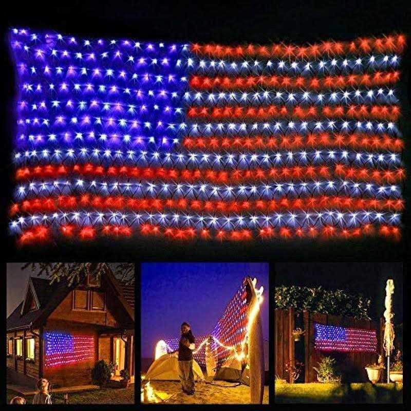 420 Led American Advanced Flag String Lights Waterproof Led Flag Net Light of The United States for Yard,Garden Decoration