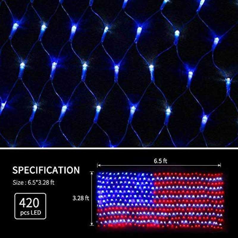 420 Led American Advanced Flag String Lights Waterproof Led Flag Net Light of The United States for Yard,Garden Decoration - Image 3