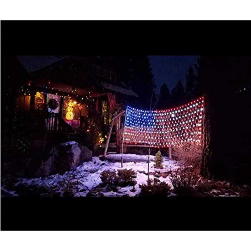 420 Led American Advanced Flag String Lights Waterproof Led Flag Net Light of The United States for Yard,Garden Decoration - Image 4