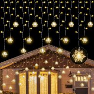 150 Led Icicle Lights with Snowflake 8 Twinkle Modes Curtain Lights,Hanging Fairy Lights for Outdoor Christmas Lights