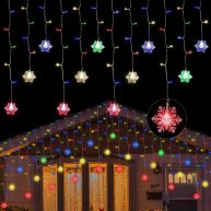 150 Led Icicle Lights with Snowflake 8 Twinkle Modes Curtain Lights,Hanging Fairy Lights for Outdoor Christmas Lights